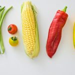 Five Assorted Vegetables on White Surface