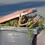 garbage can, green cut, brown ton