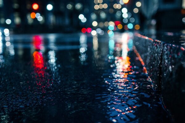 bokeh lights, nature, wet, gutter, street gutter, street, pavement, sidewalk, bokeh, lights, night, dark, urban, city, city lights, night photography, street photography, rain