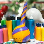 blue and yellow ceramic vase