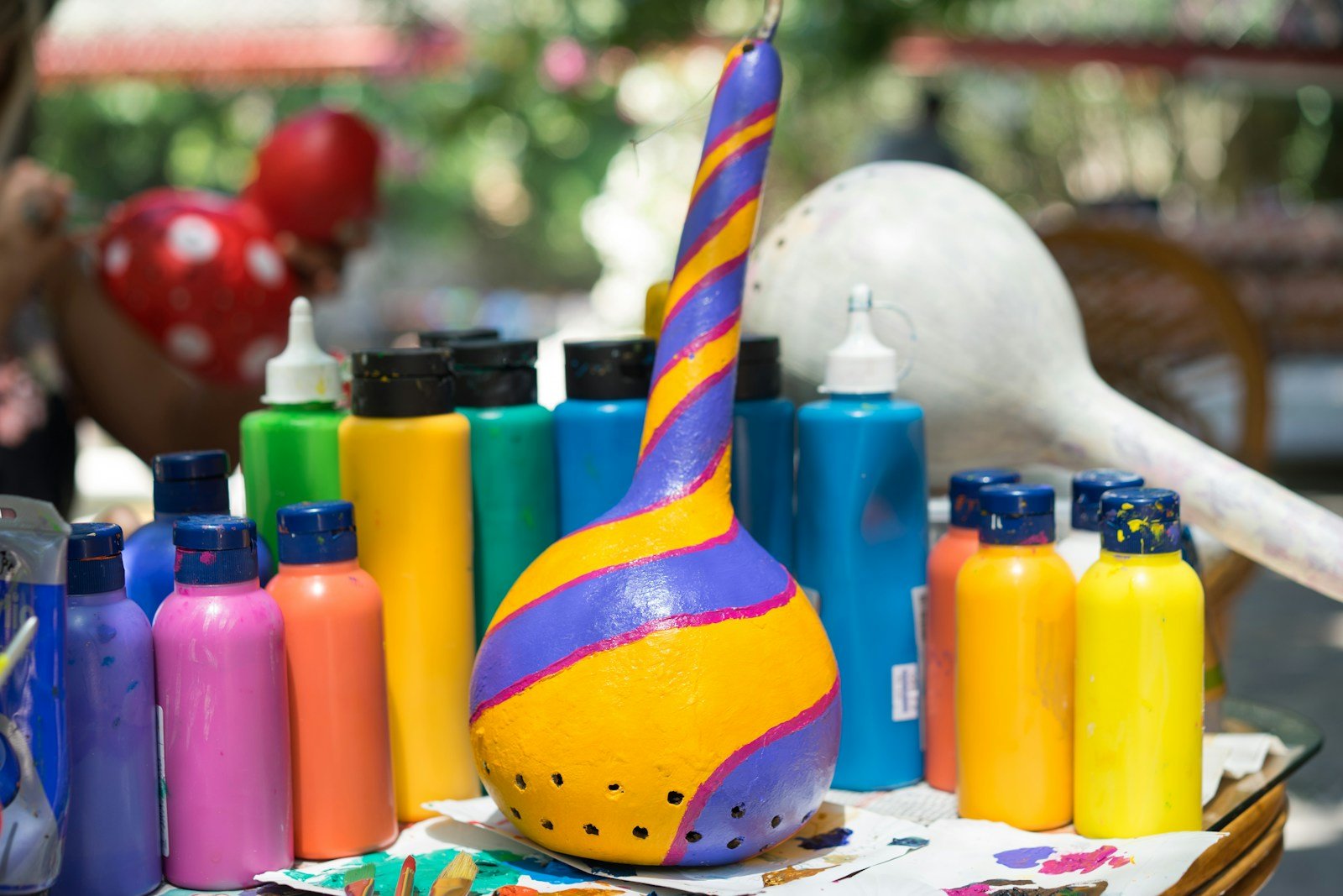 blue and yellow ceramic vase