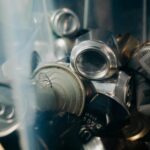 An assortment of tin cans ready for recycling. Eco-friendly waste management concept.